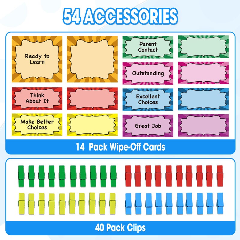 ZKOO Student Behavior Clip Chart for Classroom Management Kids Track Reward Pocket Chart Hanging Creative Bulletin Board Teacher Supplies for Preschool Class Must Haves, Classroom Homeschool - Image 3
